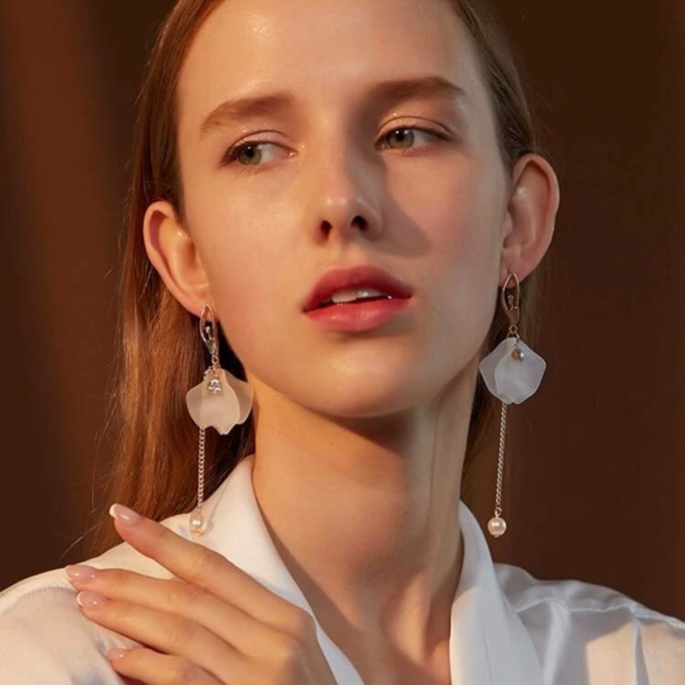 Dancing Petals Rhinestone Drop Earrings